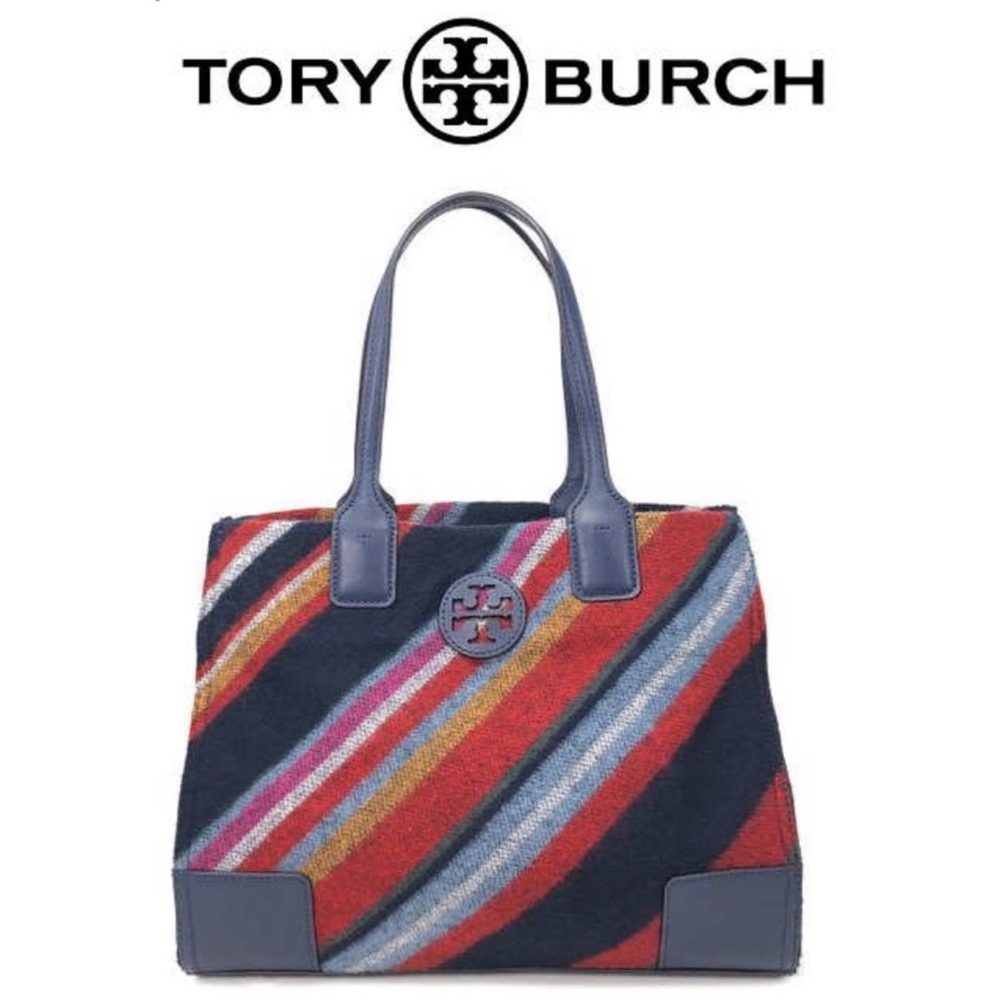 TORY BURCH Ella Tote Stripe Wool